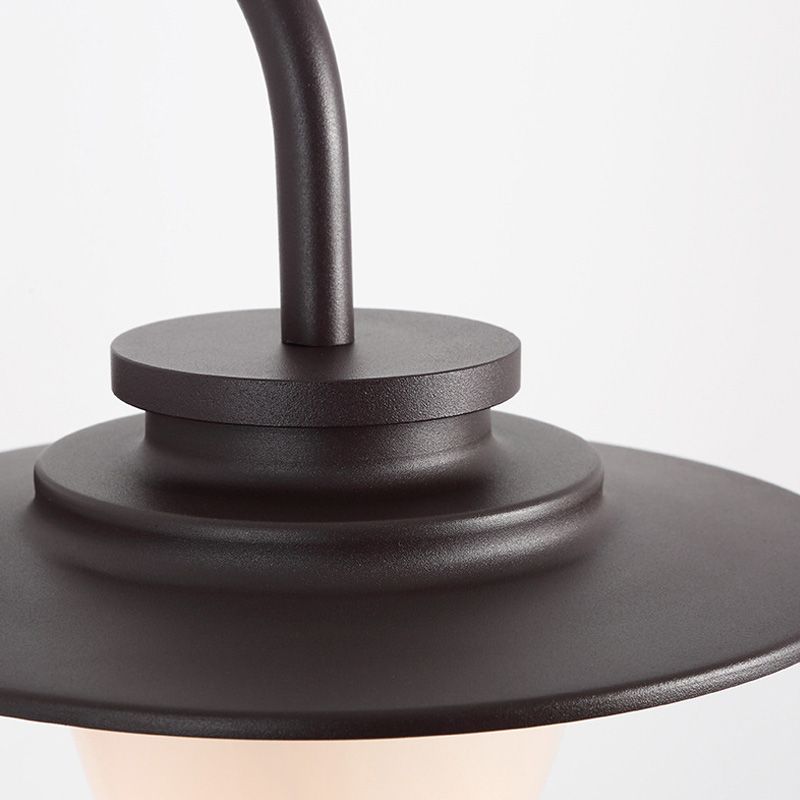 Iluminación de pared de café de vidrio lácteo lámpara de luz industrial de 1 luces con brazo de cuello de cisne de metal