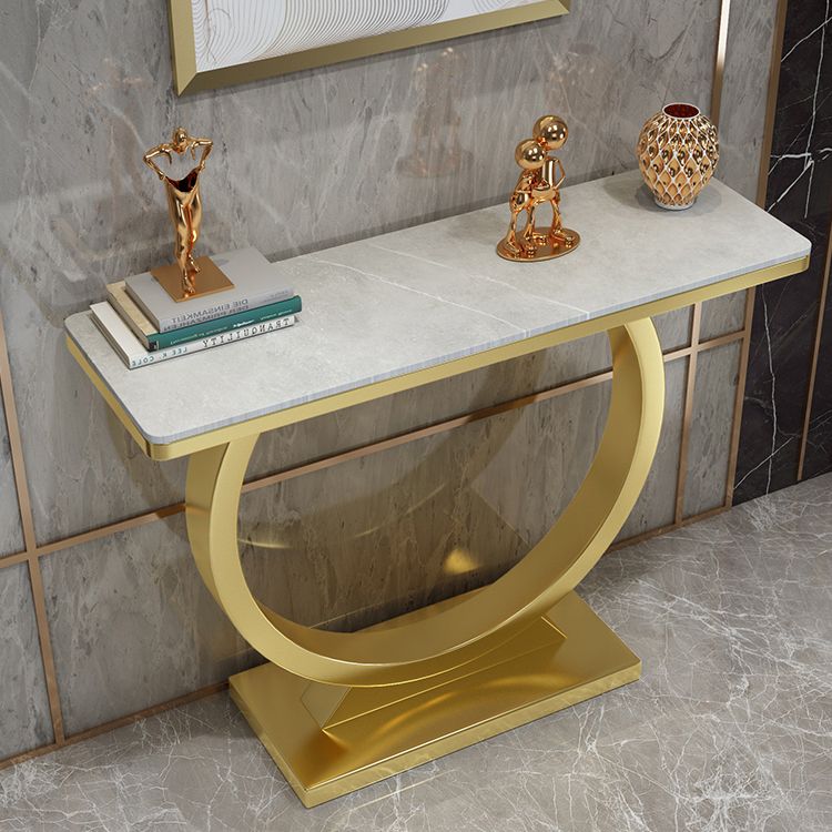 Stone Console Table Modern 31.5-inch Tall Accent Table with Shelf