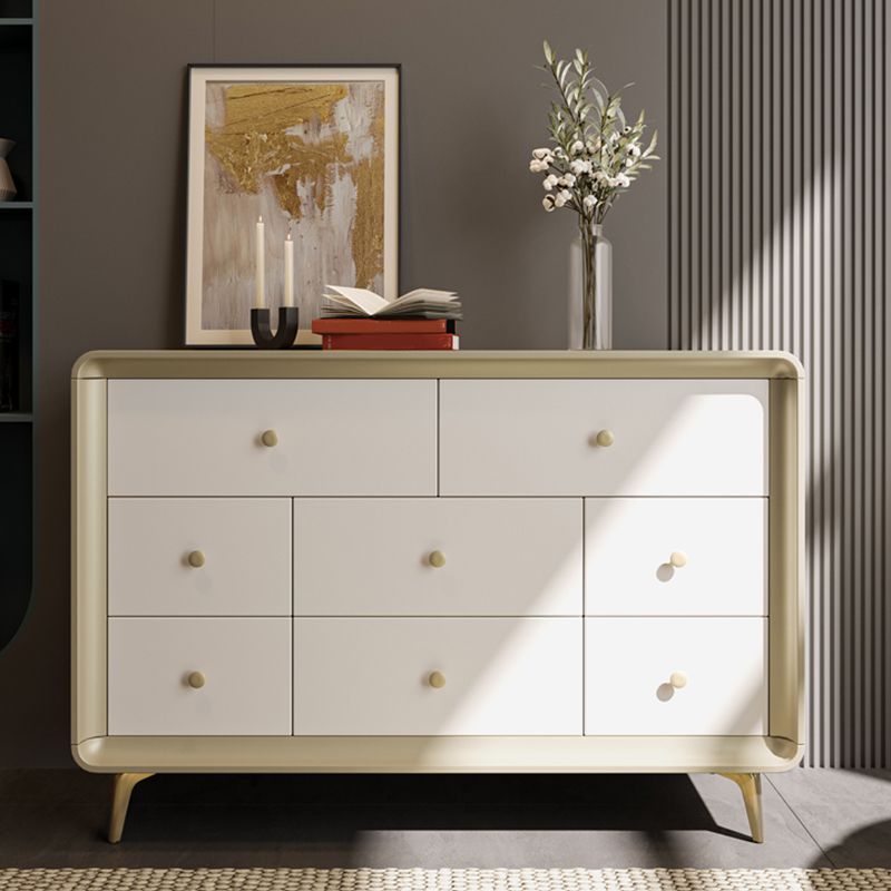 Classic Glam Horizontal Double Dresser Rubber Wood Storage Chest Dresser for Bedroom