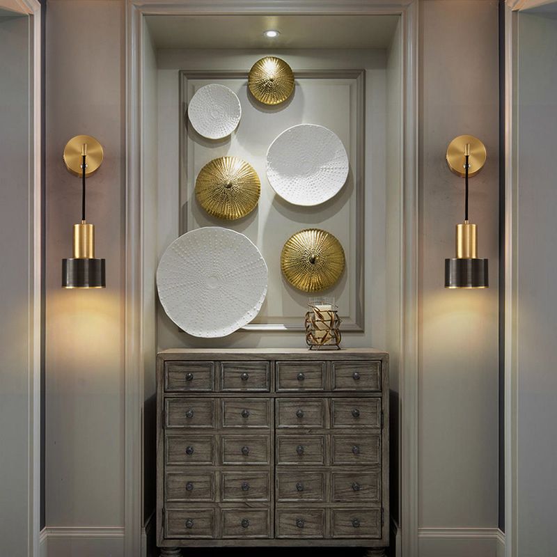 Metal Cylinder Wall Sconce Light Modern 1-Light Wall Sconce Lighting