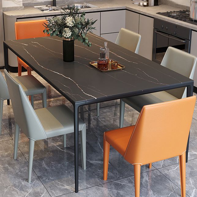 Minimalist Sintered Stone Standard Dining Table Rectangle Kitchen Dining Table with 4 Legs Base