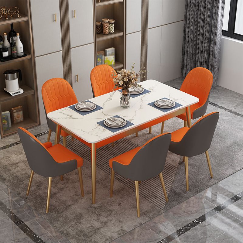 Modern White Stone Top Table Rectangle Dining Table for Kitchen