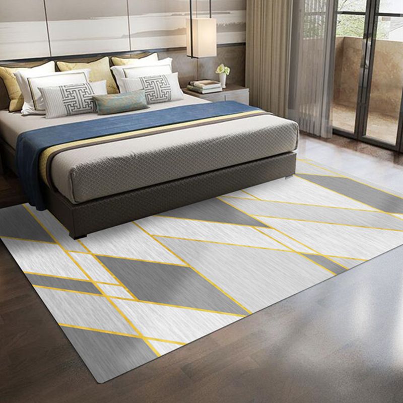 Simple Color Mixed Modern Rug Polyester Triangle Pattern Area Rug Non-Slip Backing Carpet for Living Room