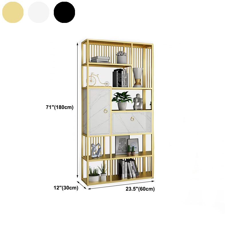 Modern Metal Shelf Bookcase Open Home Bookshelf with Cabinets