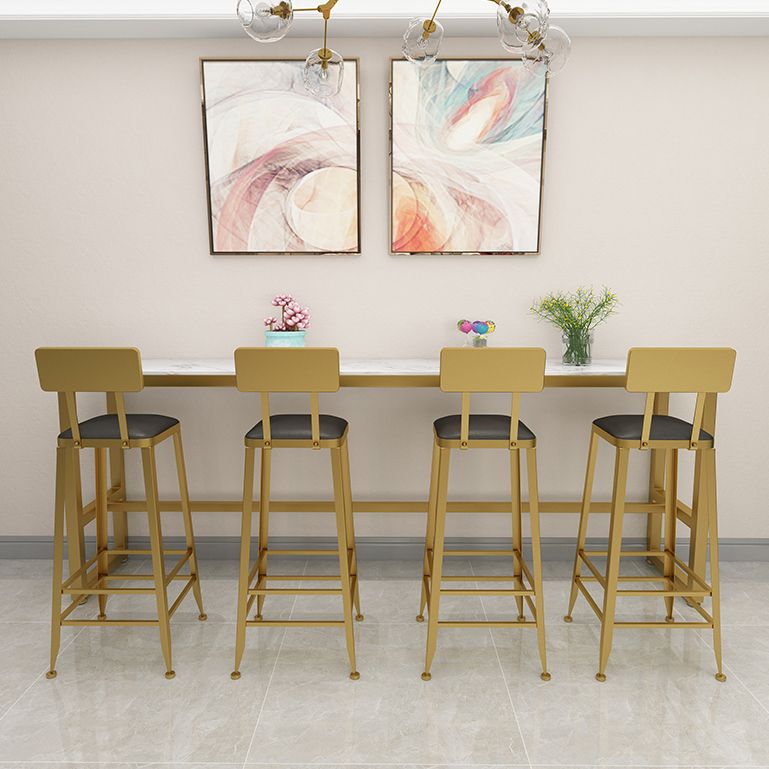 Glam Style Rectangle Bistro Set 1/5/9 Pieces Faux Marble Bar Table Set