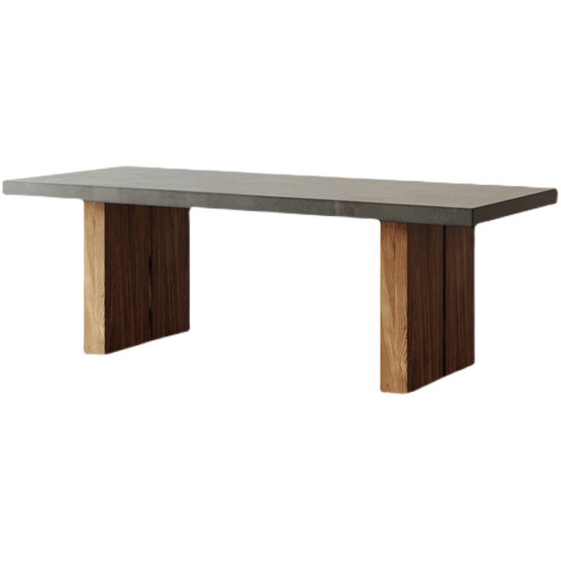 Rectangular Dining Table Grey Solid Wood Table Top for Dining Room