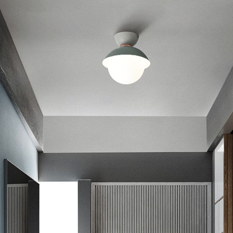 Plafonnier rond encastré moderniste 1 lumière plafonnier en verre blanc pour couloir
