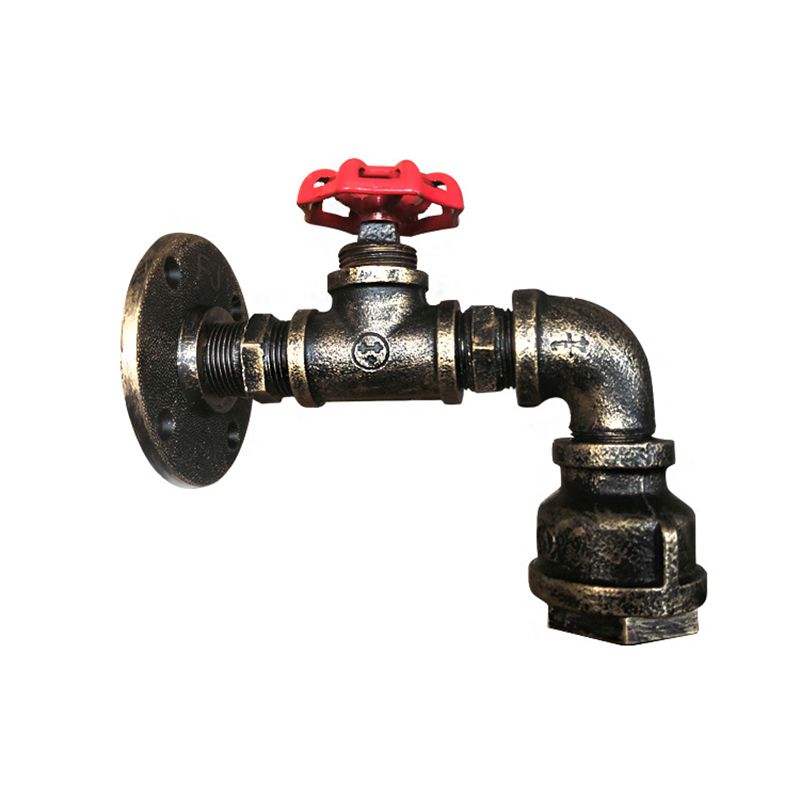 1-Light Faucet Shaped Pipe Wall Lamp Industrial Metal Wall Lighting Fixture for Foyer