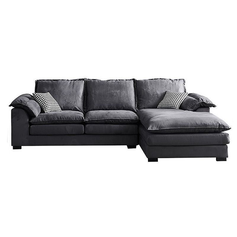 Fabric Pillow Top Arm Sectional 29.53"High Cushion Back Sofa, Black