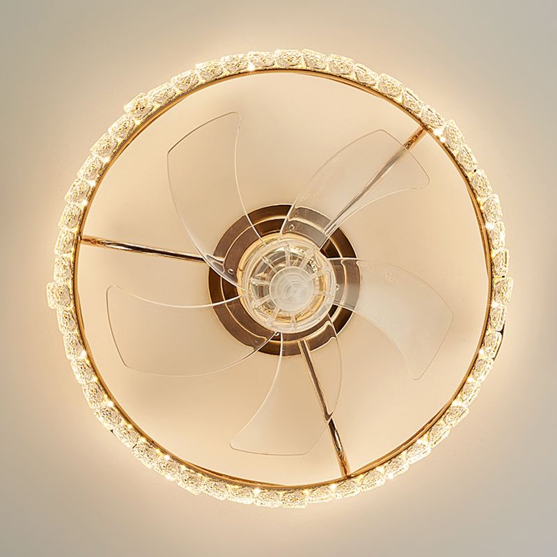 7-Blade LED Golden Ceiling Fan Contemporary Fan with Light for Bedroom