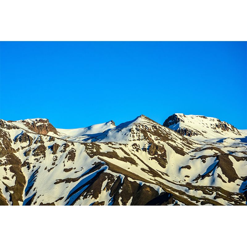 Snowy Mountain Range Murals Modern Moisture Resistant Wall Covering for Living Room