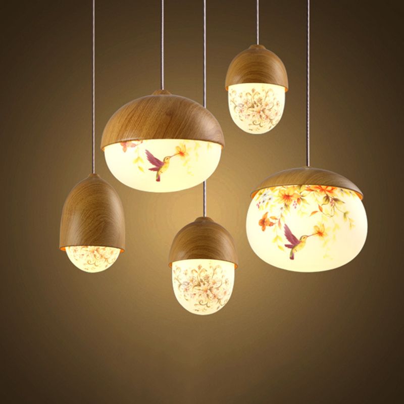 Illuminazione a sospensione a sfera di vetro contemporanea 1 lampada sospesa per la sala da pranzo