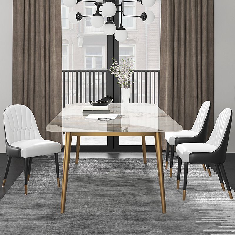 Glam Dinette Set for Dining Room 1/4/6/7 Pieces Glossy White Dining Table Set