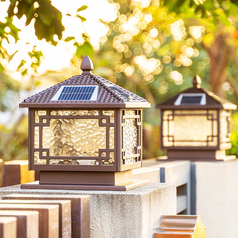 Modern Minimalist LED Solar Lighting Fixture with Glass Shade for Garden