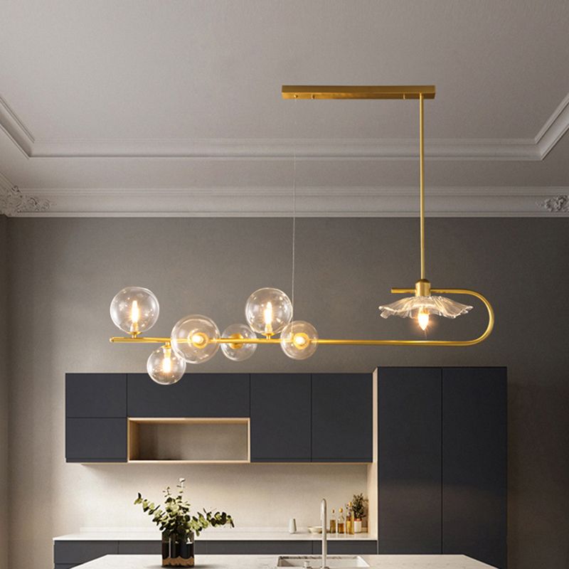 Luci a sospensione contemporanea illuminazione isola lineare lampada sospesa in oro