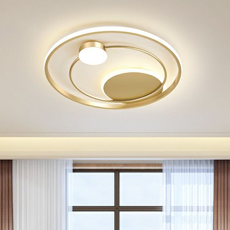 Minimalistisch Led Oberfläche Mount Ceiling Light Gold Kreisförmige Flushmount mit Acryl Schatten