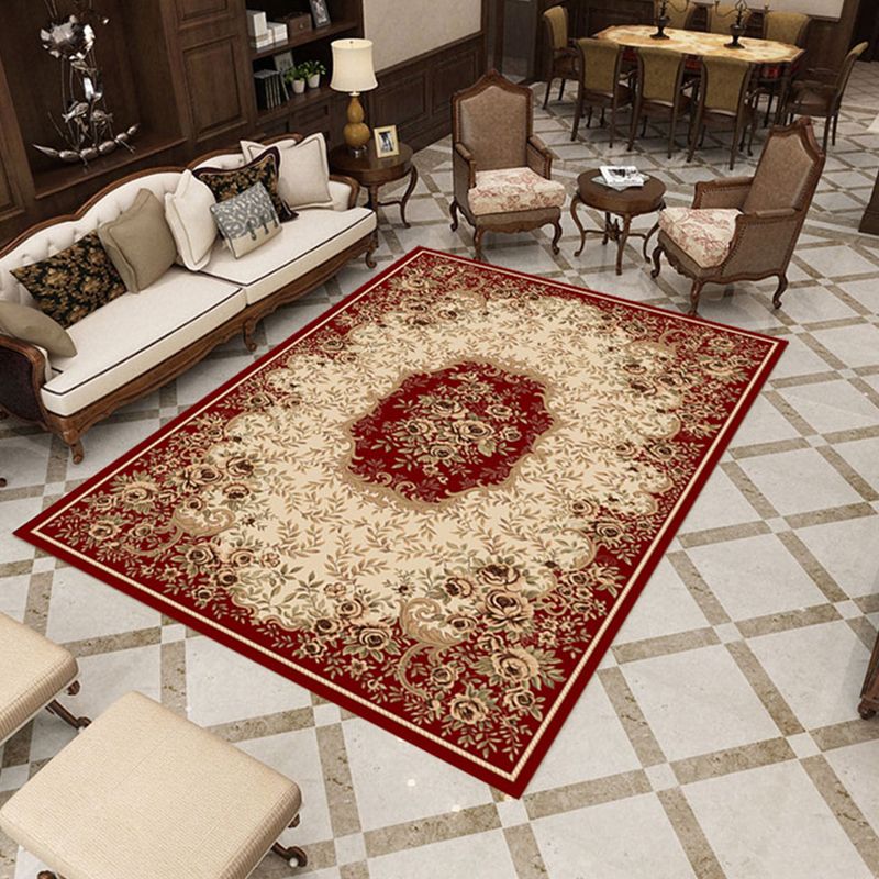 Alfombra de sala de estar multicolores Área de estampado floral RUG POLYTER POLITER Máquina no deslizante alfombra lavable