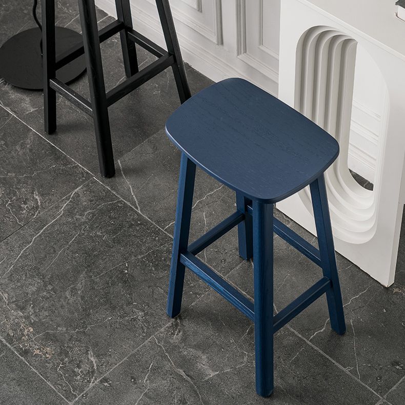 Solid Wood Barstool Contemporary Style Saddle Seat Armless Stool