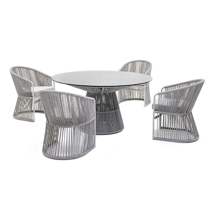 Round Patio Dining Table Set 1/2/5/6 Pcs Stone Top Patio Dining Table with Chairs