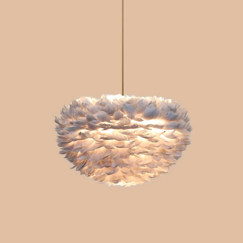 Lámpara de lámpara de pluma global contemporánea modernas plumas tejidas a mano de mano luz colgante de colgantes para dormitorio