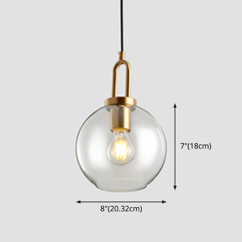 Contemporary Single Bulb Pendant Lighting with Globe Glass Shade