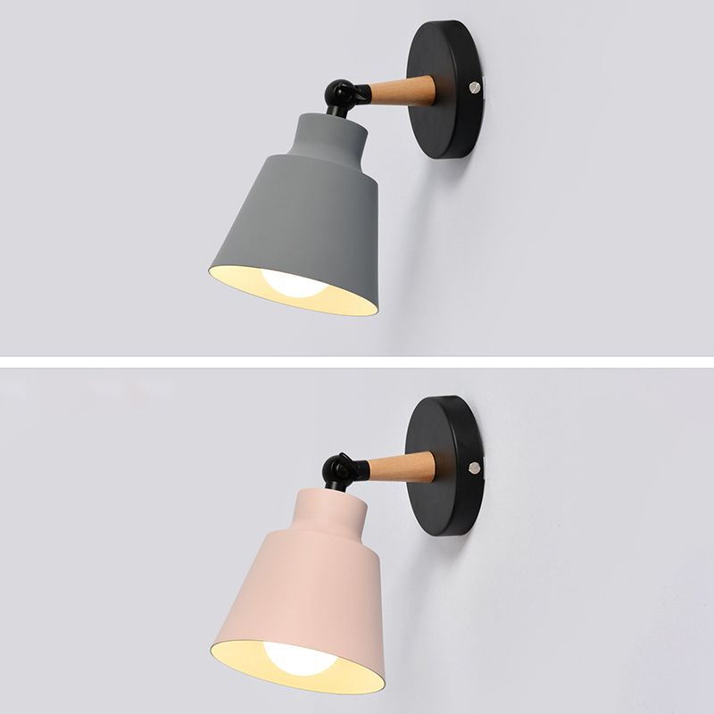 Metal Cone Shaped Sconce Light Fixture Nordic Style Wall Light Fixture for Bedroom