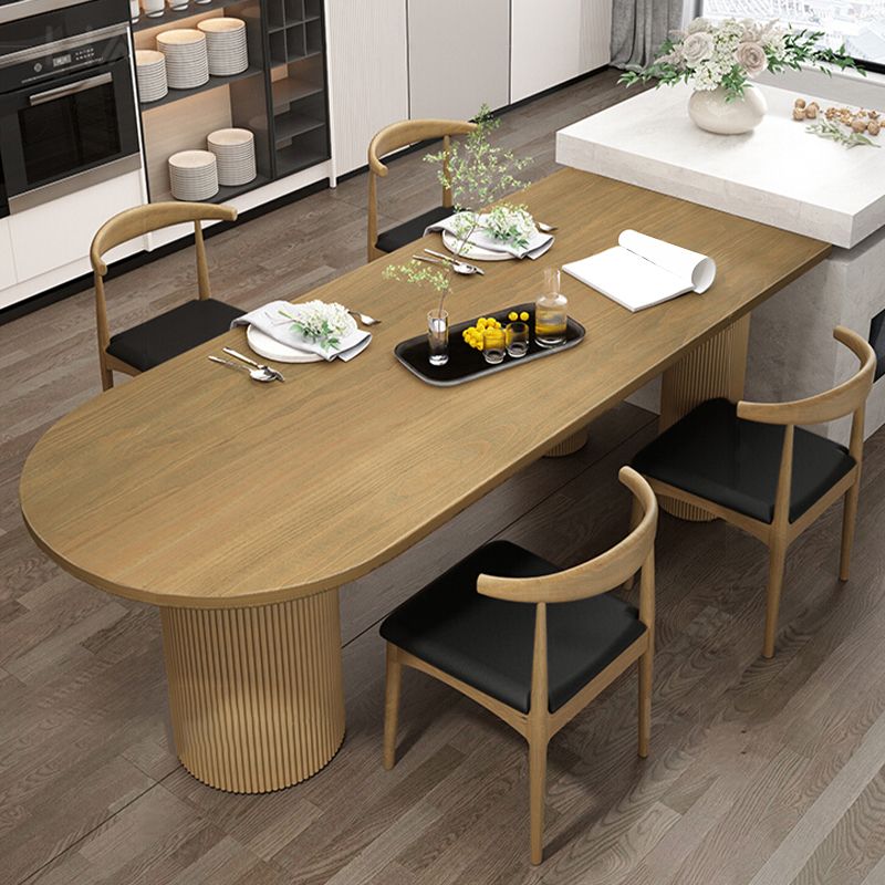 Modern Irregular Shape Dining Table Solid Wood Table with 3 Legs for Restaurant