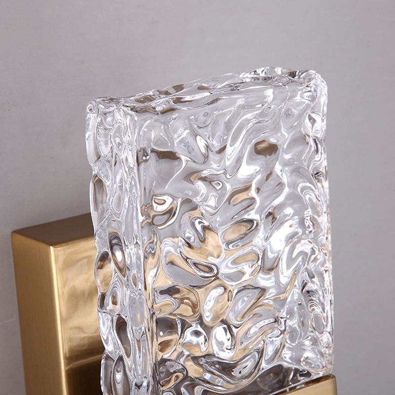 Gold Crystal Block Rectangular Wall Light Modern Wall Sconce for Living Room