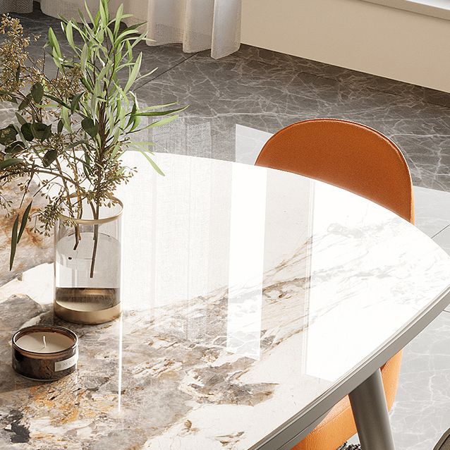 Scandinavian Sintered Stone Table Set of 5/7 with Round Table Retractable Dining Set