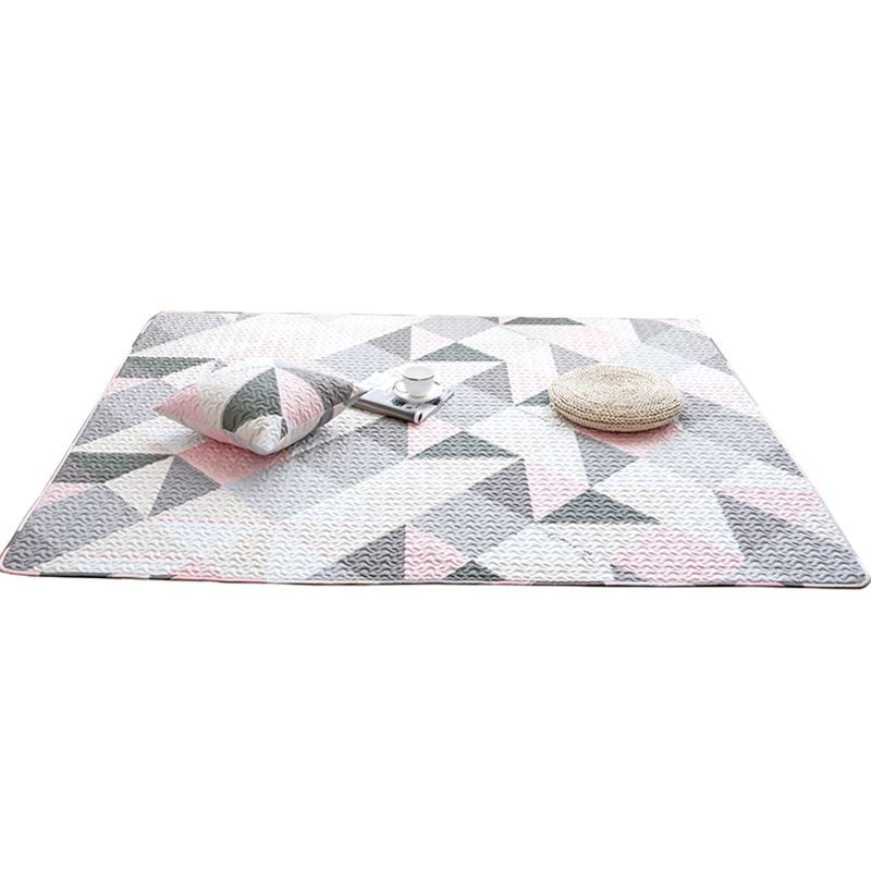 Comfort Living Room Rug Multi Color Geometric Printed Area Carpet Non-Slip Backing Washable Rug