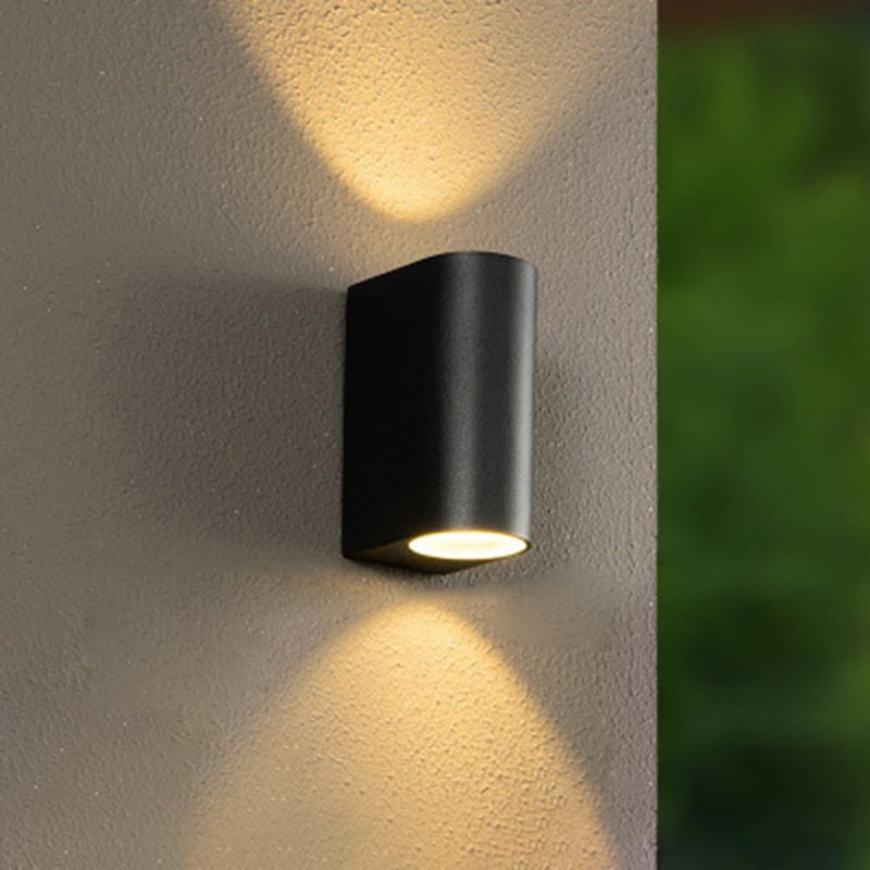 2-Lights Geometric Wall Sconce Modern Simple Style Metal Wall Lighting in Black