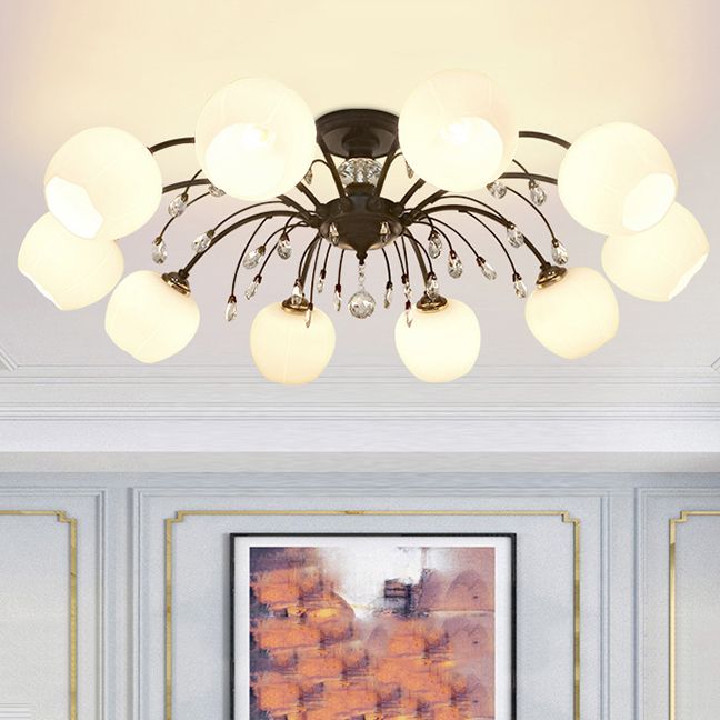 Glas Schwarz Semi Flush Mount Lighting Kugel-minimalistische Deckenleuchte