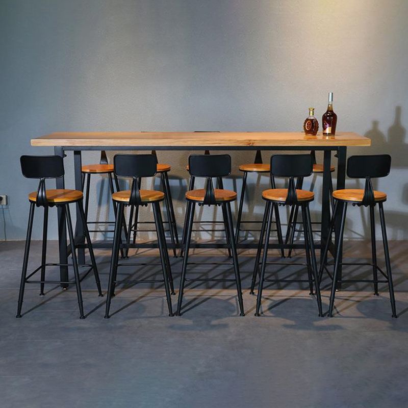 Industrial Bar Table Rectangle Solid Wood Bar Height Pub Table for Indoor