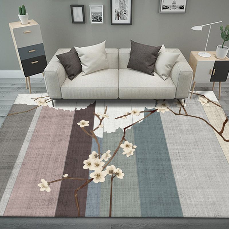 Dark Red Rose Carpet Polyester Modern Carpet Stain Resistant Carpet for Home Decor