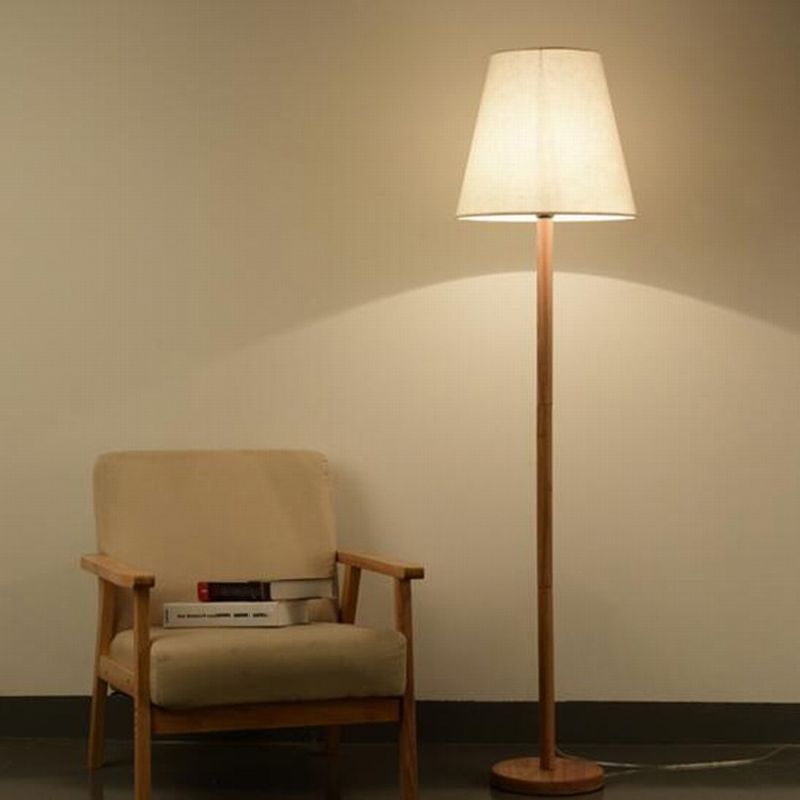 Einfachheit Geometrisch Stehlampe Stoff 1-Lichtraum stehende Beleuchtung in Holz