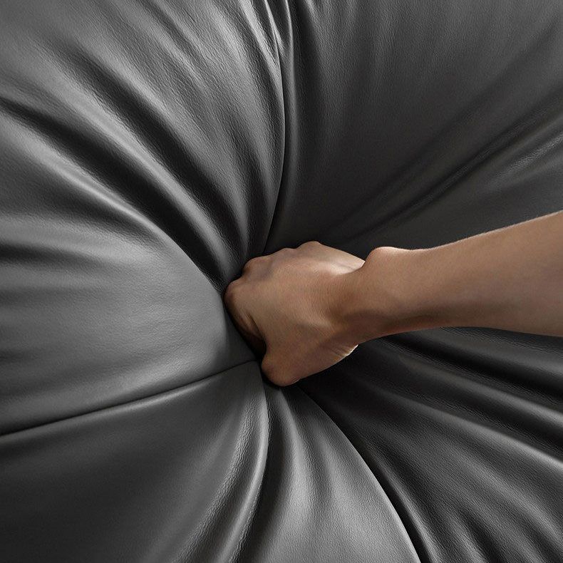 Modern 34.64" H Genuine Leather Pillow Top Arm Sofa for Living Room
