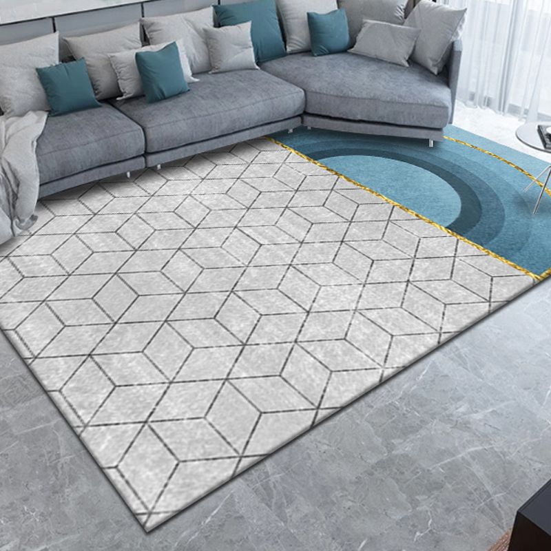 Blue Luxury Rug Blending Graphic Rug Non-Slip Backing Rug for Living Room