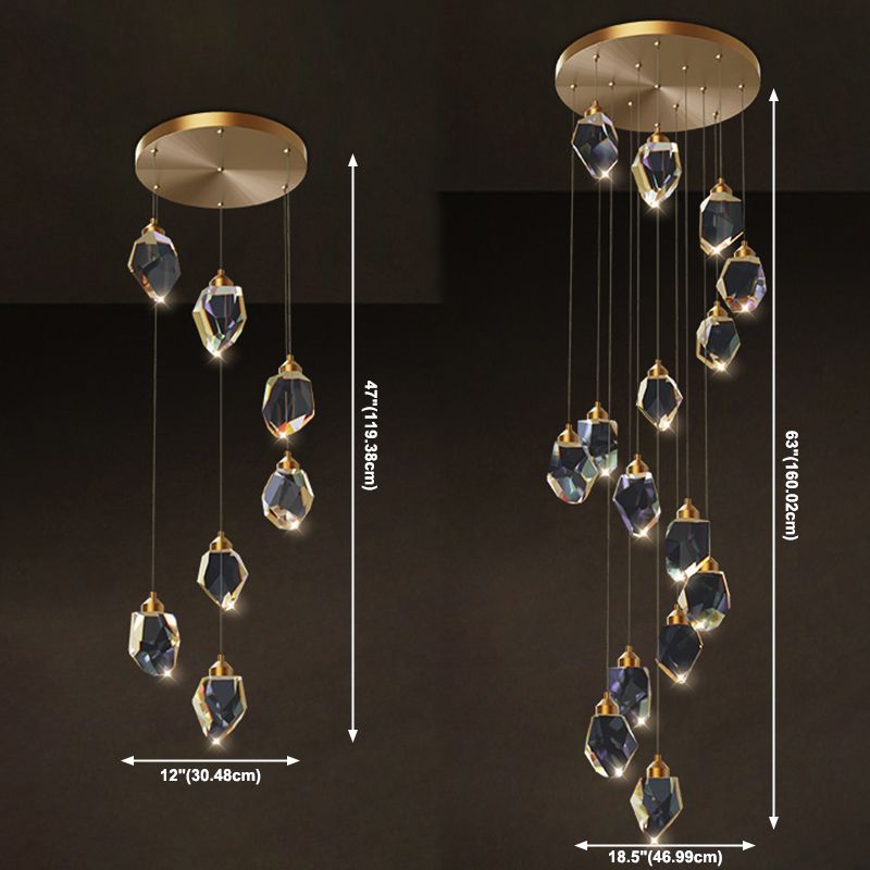 Zeitgenössische LED Hanging Deckenleuchte Kristall geometrische Deckenleuchte