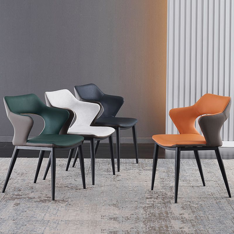 Metal Contemporary Dining Room Chair Metallic Finish Open Back Dining Side Chair
