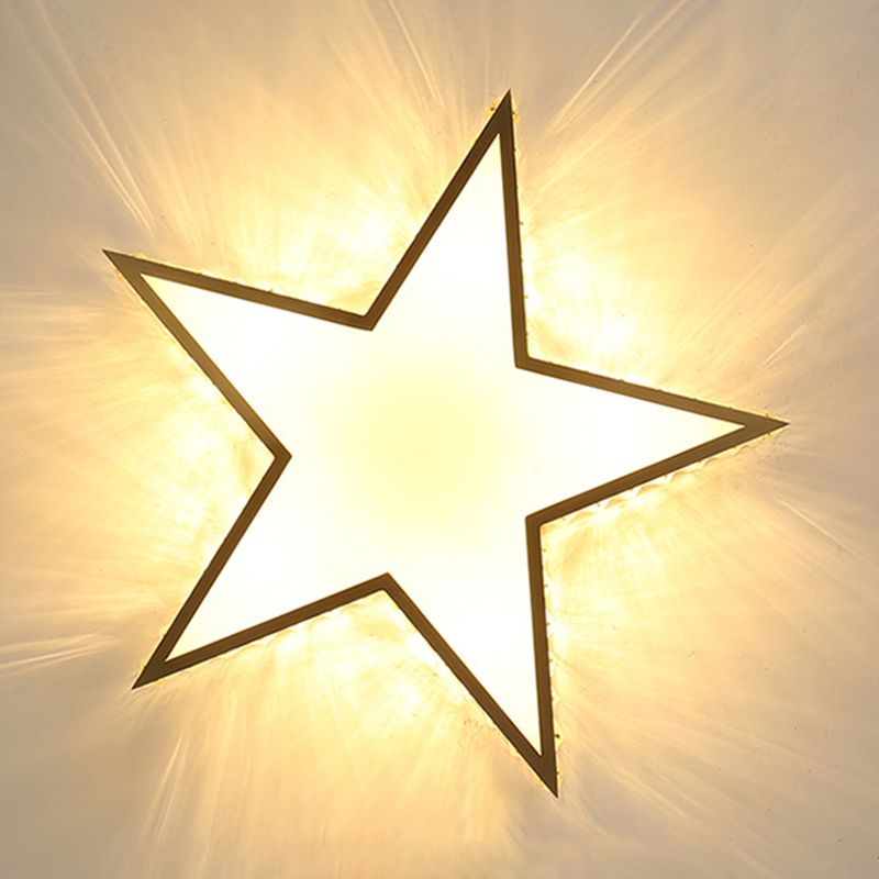 Lustre en cuivre et or style colonial Vintage Crystal Star 4 lumières encastré chambre à coucher