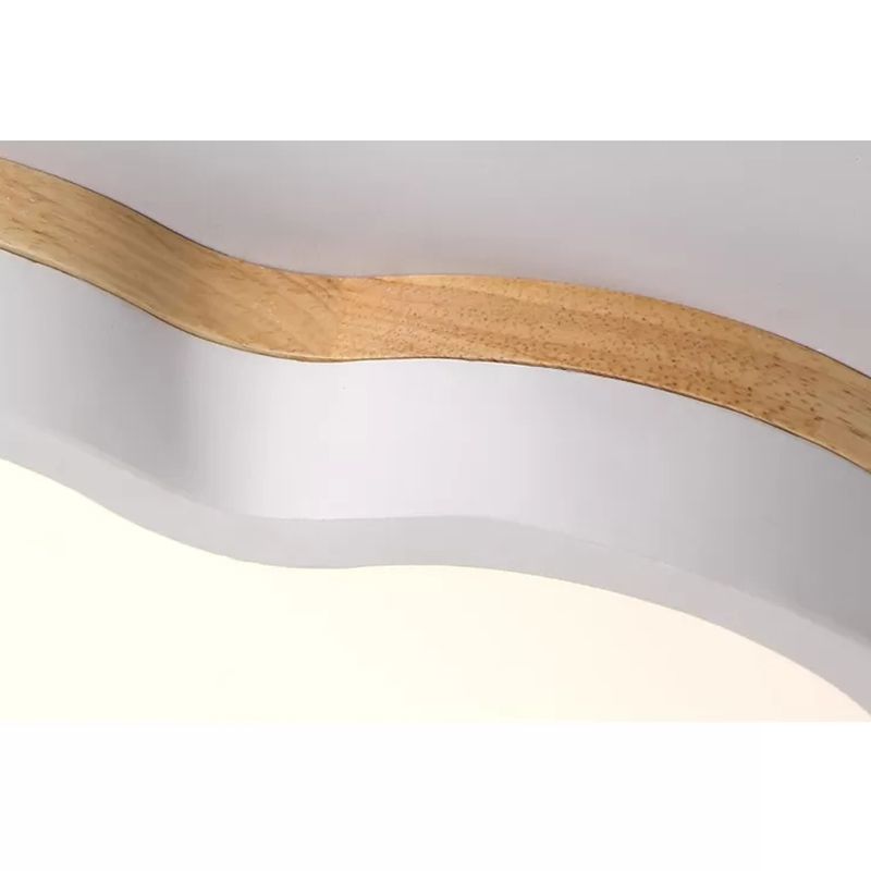 Plafonnier en bois moderne pour chambre d'enfants, lumière encastrée d'ombre de fleur blanche