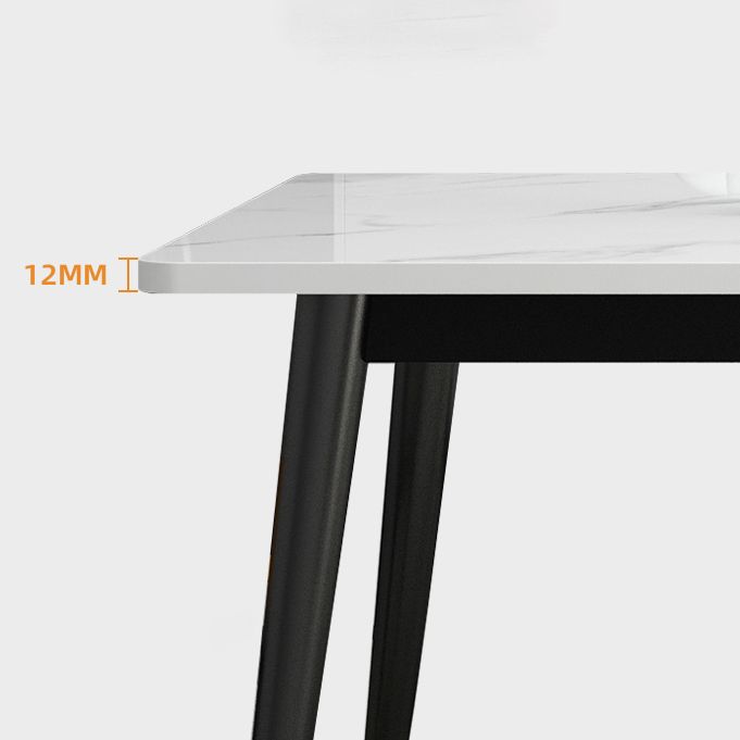 Mesa de comedor de piedra sinterizada simple Mesa de comedor de forma rectangular con 4 patas base
