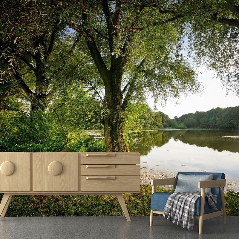 Forest Landscapes Mural Contemporary Mildew Resistant Wall Covering for Dining Room