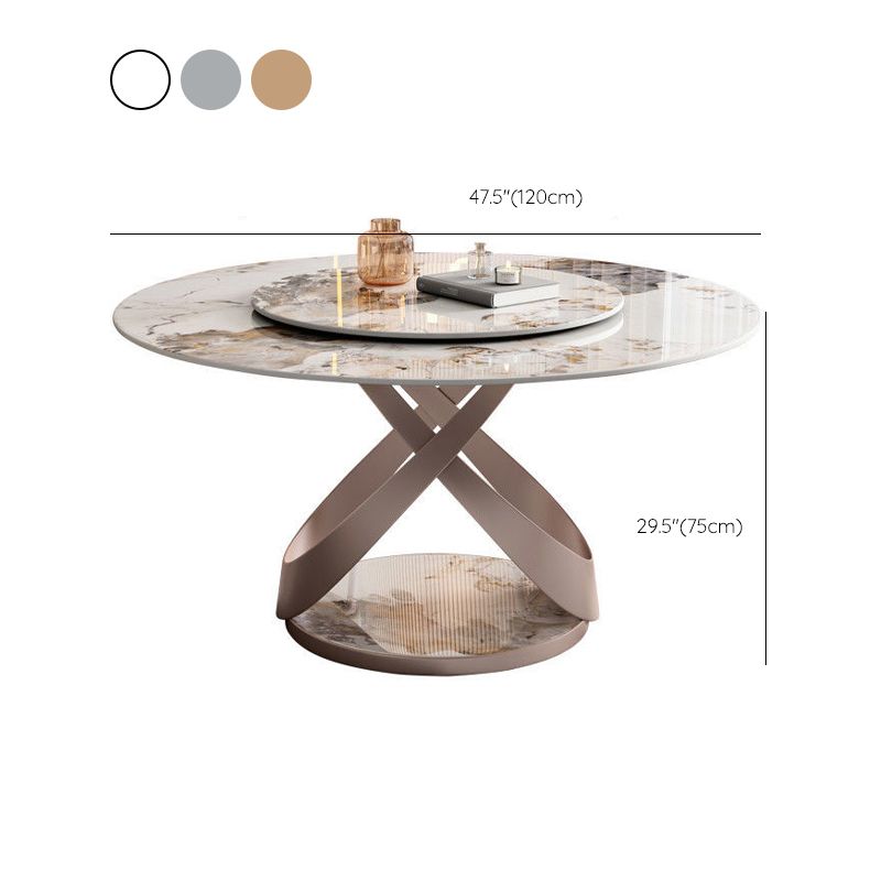 Contemporary Round Dining Table Steel Base Pedestal Table for Home Kitchen