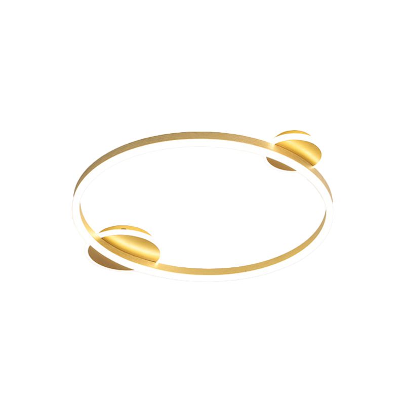 Gold Halo Ring Flush Mount Lighting Modernism LED Metallic Flushmount Ceiling Lamp in White/Warm Light, 16"/19.5" Dia