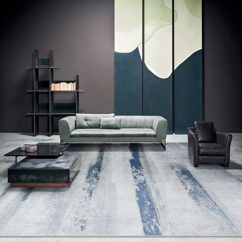Grey Contemporary Carpet Polyester Graphic Carepet Washable Carpet for Living Room