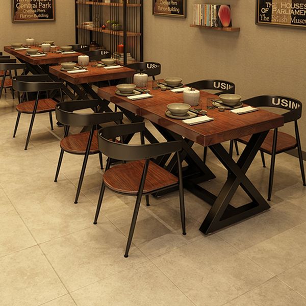Tavolo da cucina in legno solido industriale tavolo da cavalletto quadrata marrone per sala da pranzo