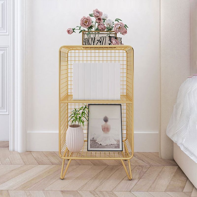 Modern Closed Bookcase with Metal Rectangular Shelves for Study Room