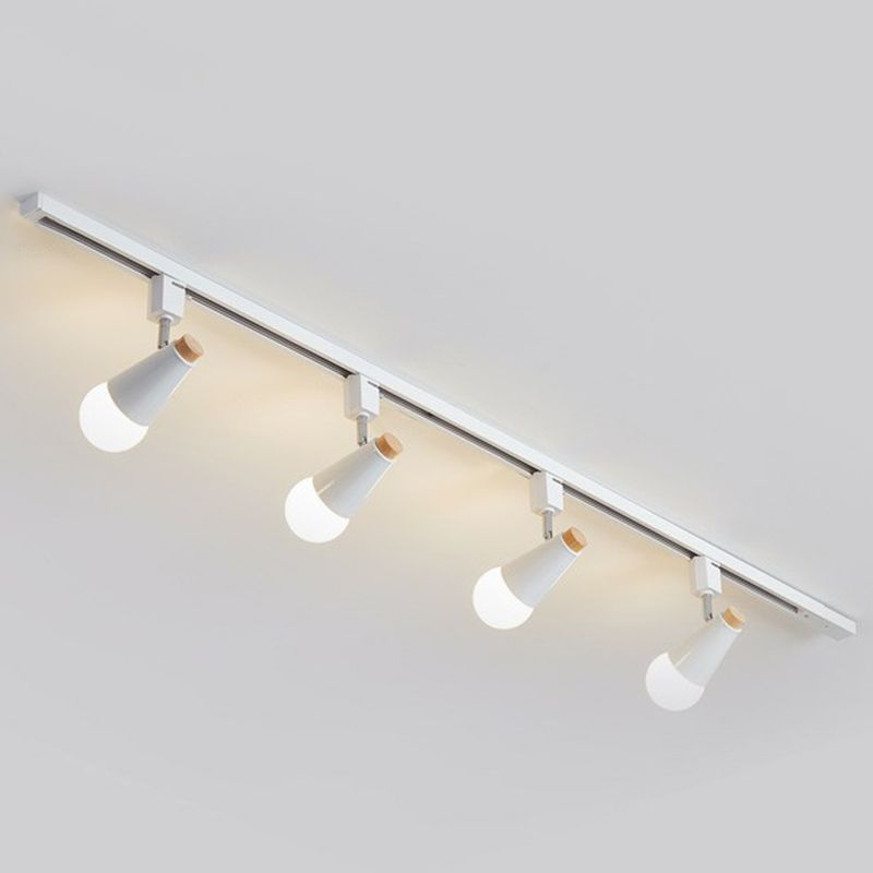 Nordic Conical Semi Flush Mounted Track Light Metal Living Room Ceiling Light Fixture