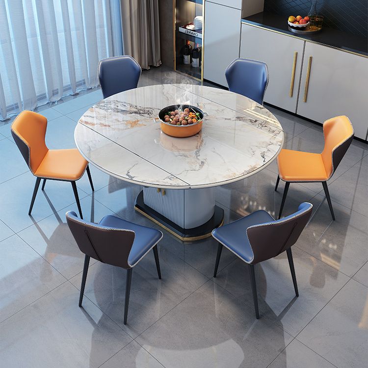 Contemporary Sintered Stone Dining Room Set Foldable Standard Height Formal Dining Table Furniture